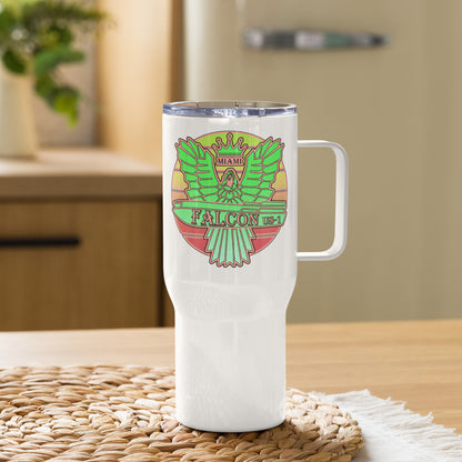 Falcon US-1 Travel mug with a handle - Retro Key lime Green Sunburst