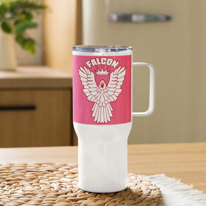 Travel mug with a handle- Falcon US-1 White\Red Logo