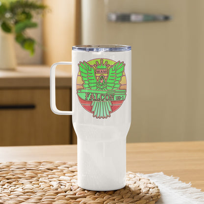 Falcon US-1 Travel mug with a handle - Retro Key lime Green Sunburst