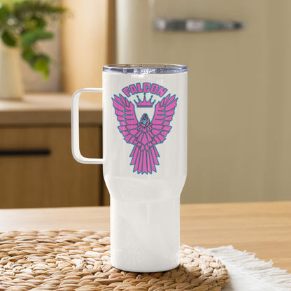 Falcon Logo Travel mug with a handle - Retro Pink