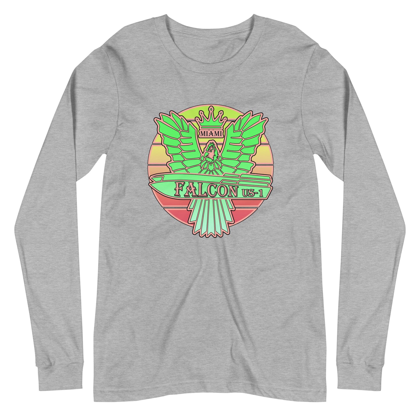 Classic Long Sleeve Tee - Falcon Retro Key Lime Green Sunburst Logo