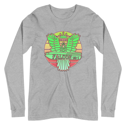 Classic Long Sleeve Tee - Falcon Retro Key Lime Green Sunburst Logo