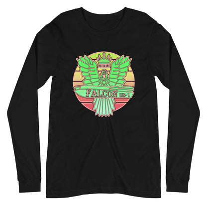 Classic Long Sleeve Tee - Falcon Retro Key Lime Green Sunburst Logo