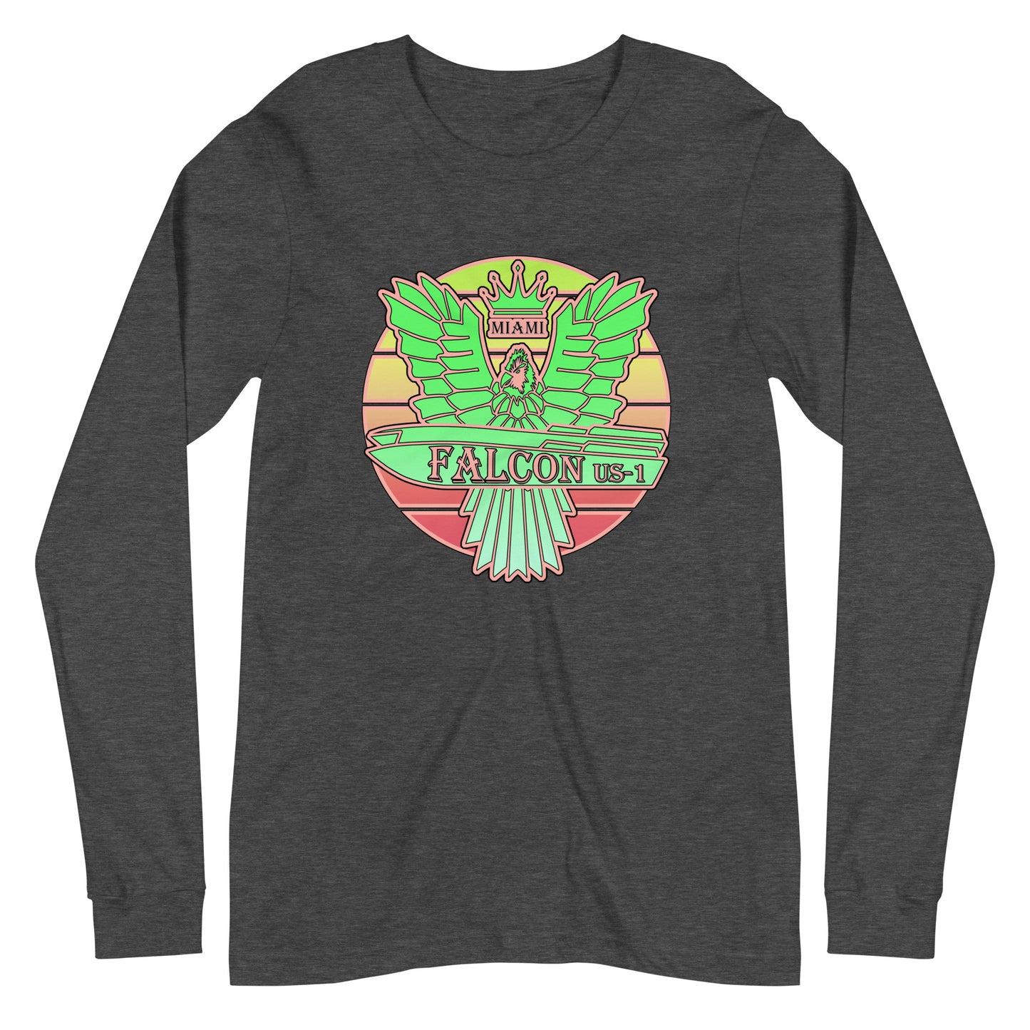 Classic Long Sleeve Tee - Falcon Retro Key Lime Green Sunburst Logo