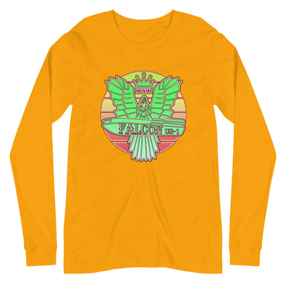 Classic Long Sleeve Tee - Falcon Retro Key Lime Green Sunburst Logo