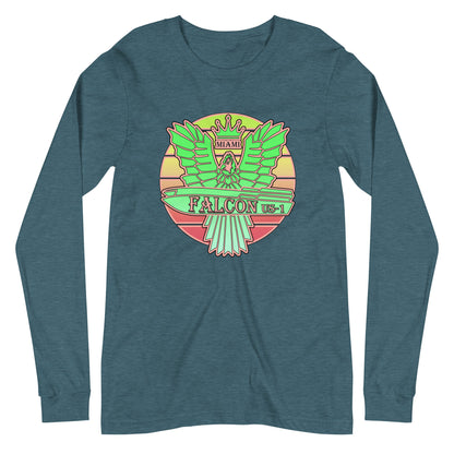 Classic Long Sleeve Tee - Falcon Retro Key Lime Green Sunburst Logo