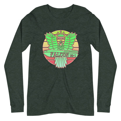 Classic Long Sleeve Tee - Falcon Retro Key Lime Green Sunburst Logo