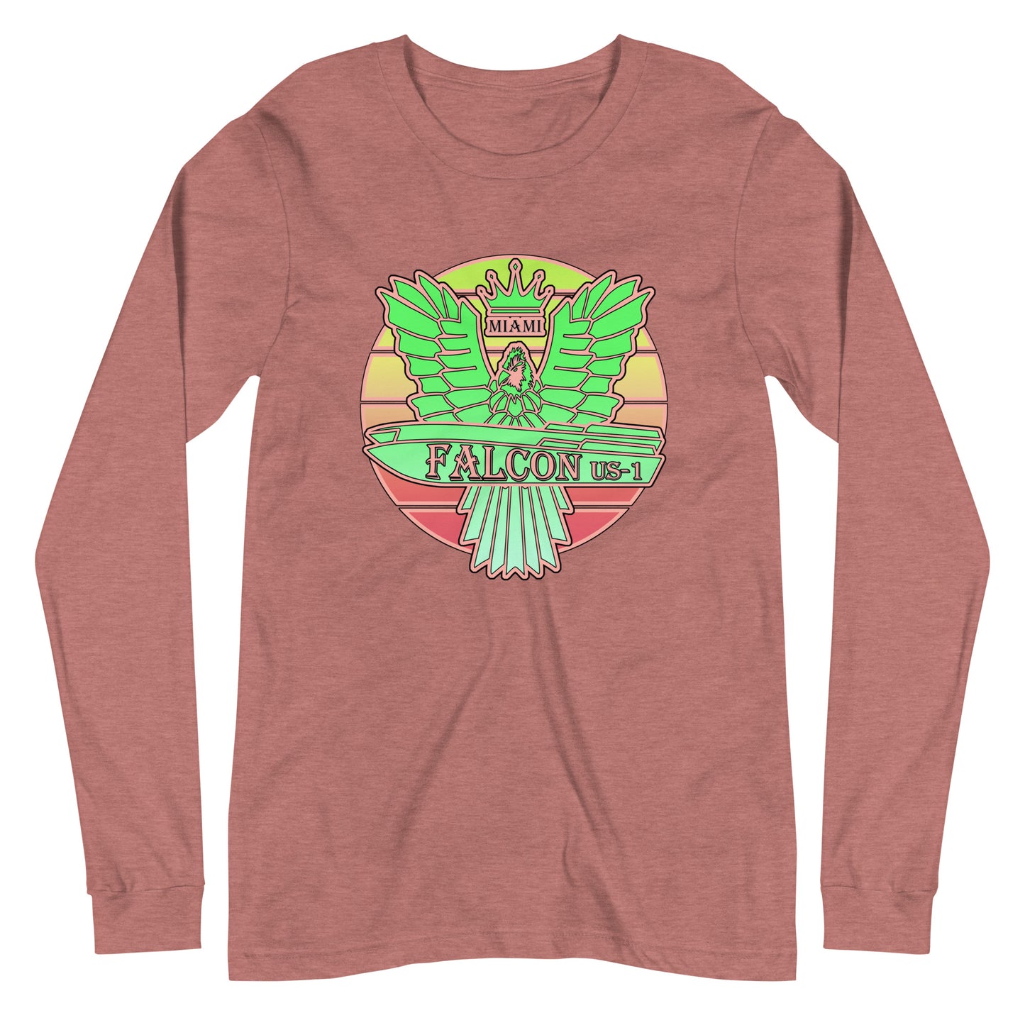 Classic Long Sleeve Tee - Falcon Retro Key Lime Green Sunburst Logo