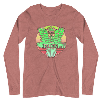 Classic Long Sleeve Tee - Falcon Retro Key Lime Green Sunburst Logo