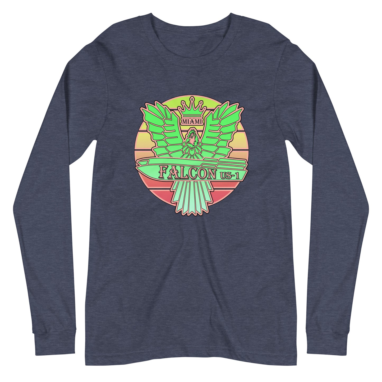 Classic Long Sleeve Tee - Falcon Retro Key Lime Green Sunburst Logo