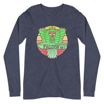 Classic Long Sleeve Tee - Falcon Retro Key Lime Green Sunburst Logo