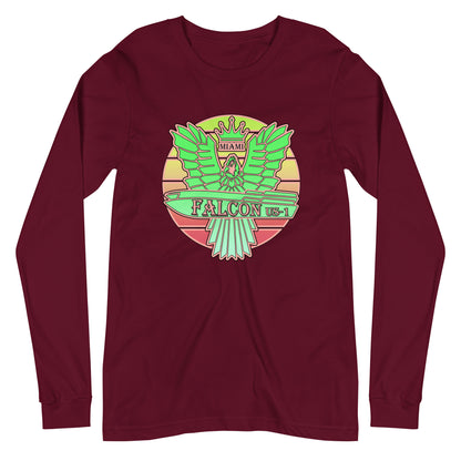 Classic Long Sleeve Tee - Falcon Retro Key Lime Green Sunburst Logo