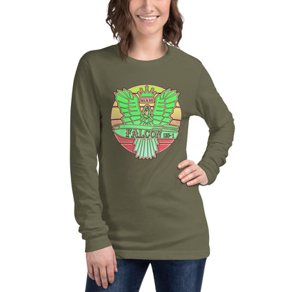 Classic Long Sleeve Tee - Falcon Retro Key Lime Green Sunburst Logo