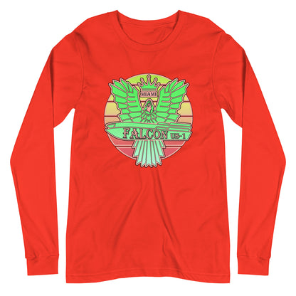 Classic Long Sleeve Tee - Falcon Retro Key Lime Green Sunburst Logo