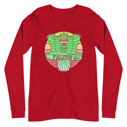 Classic Long Sleeve Tee - Falcon Retro Key Lime Green Sunburst Logo