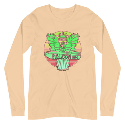 Classic Long Sleeve Tee - Falcon Retro Key Lime Green Sunburst Logo