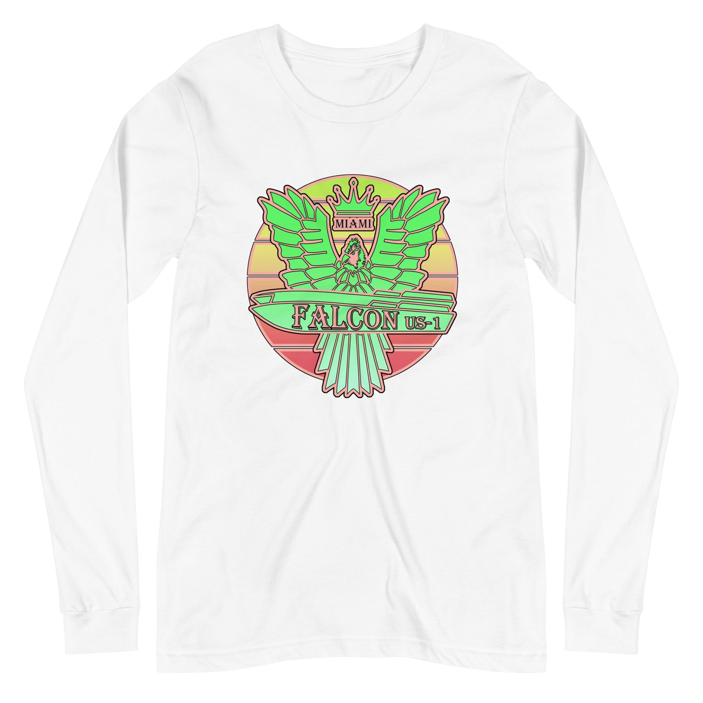 Classic Long Sleeve Tee - Falcon Retro Key Lime Green Sunburst Logo