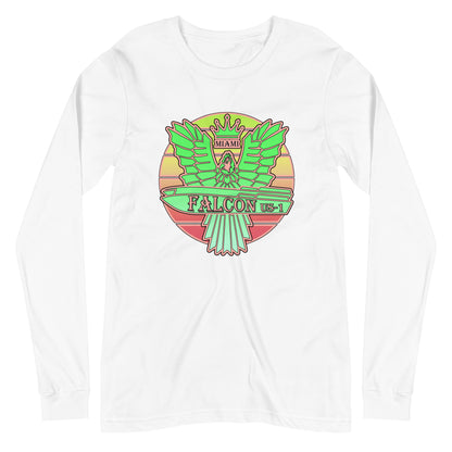 Classic Long Sleeve Tee - Falcon Retro Key Lime Green Sunburst Logo