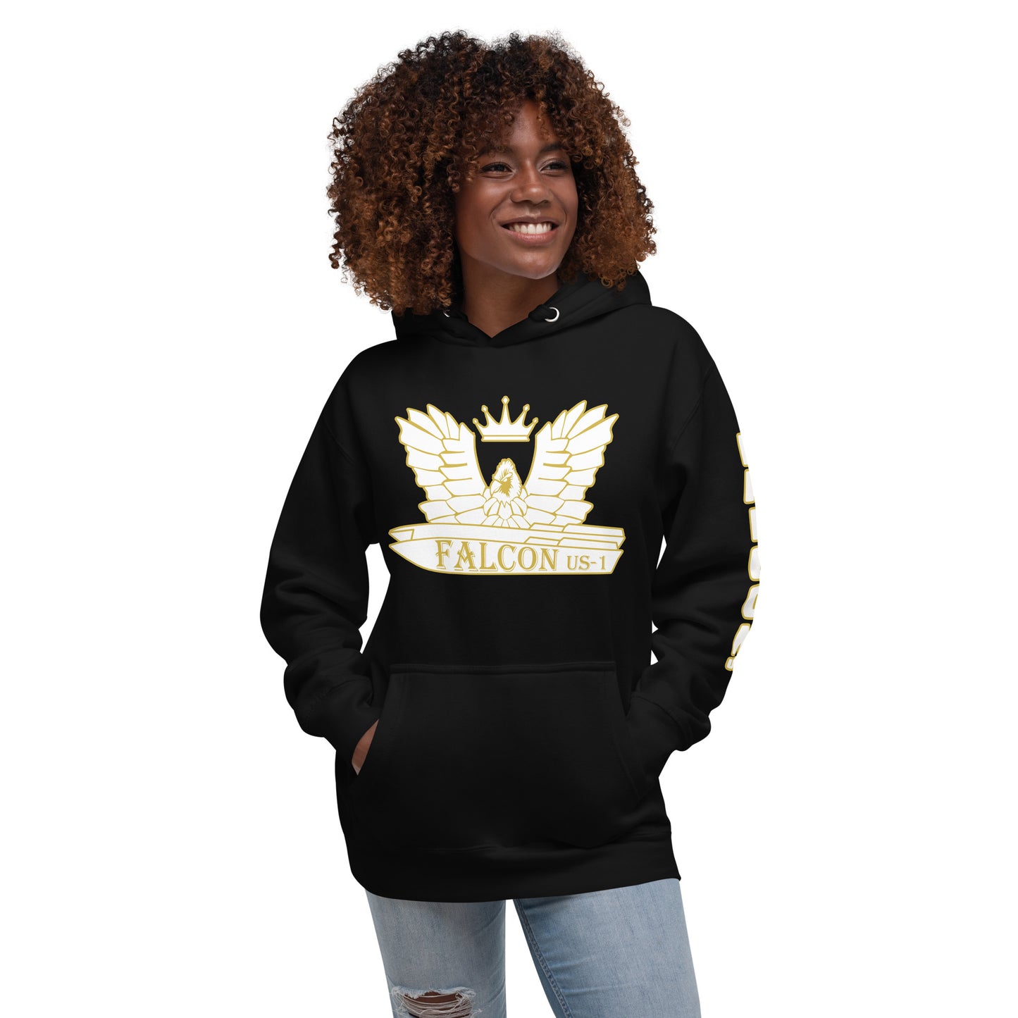 Unisex Hoodie- White\Gold Falcon US-1 Logo