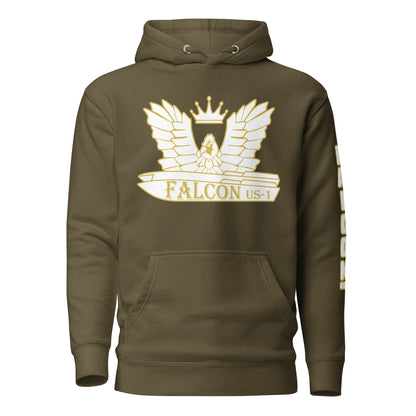Unisex Hoodie- White\Gold Falcon US-1 Logo
