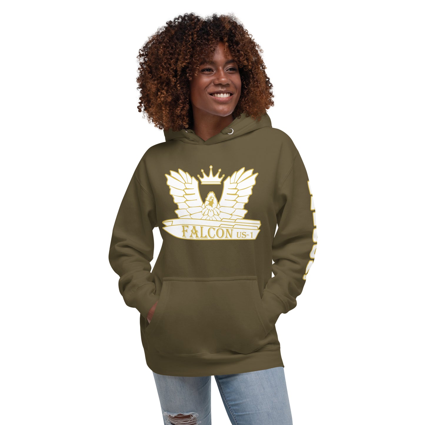 Unisex Hoodie- White\Gold Falcon US-1 Logo