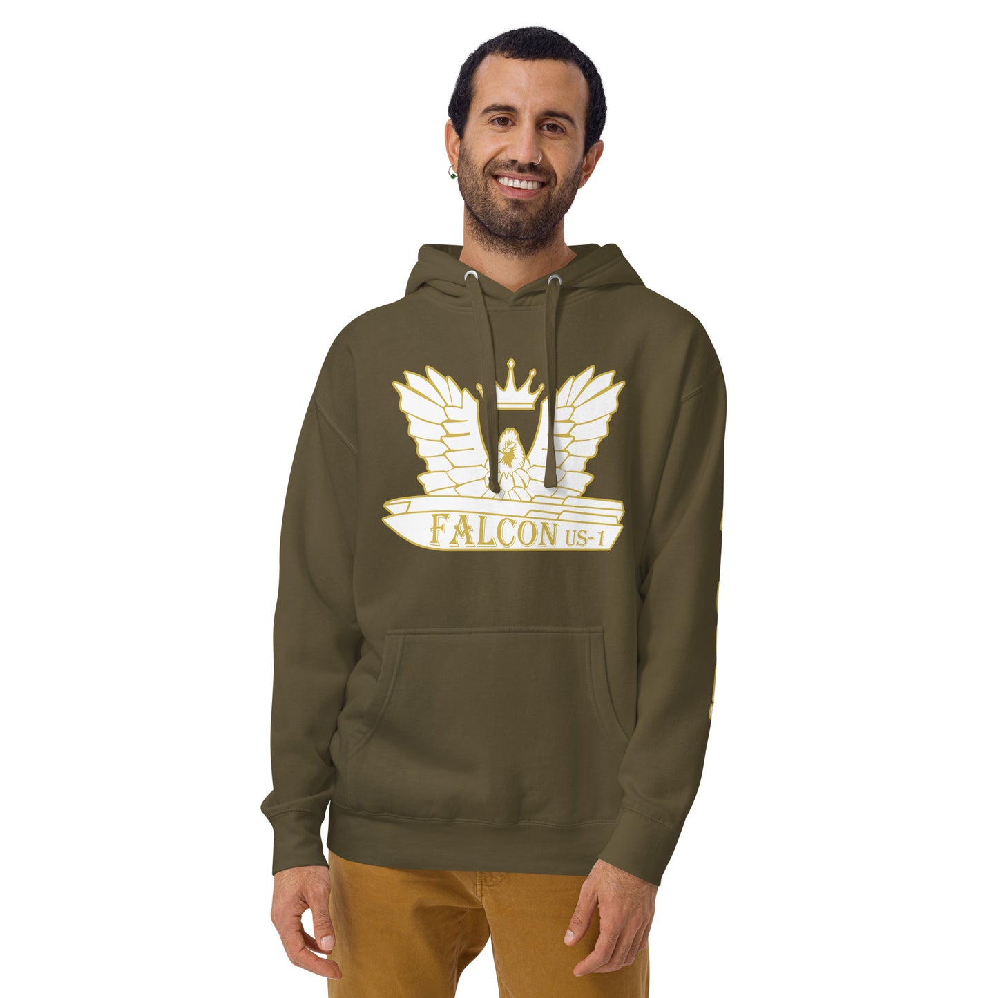 Unisex Hoodie- White\Gold Falcon US-1 Logo