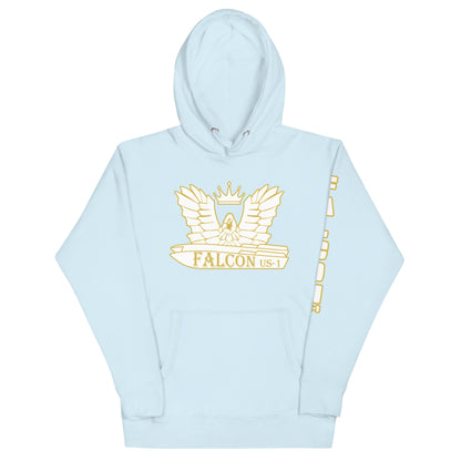 Unisex Hoodie- White\Gold Falcon US-1 Logo