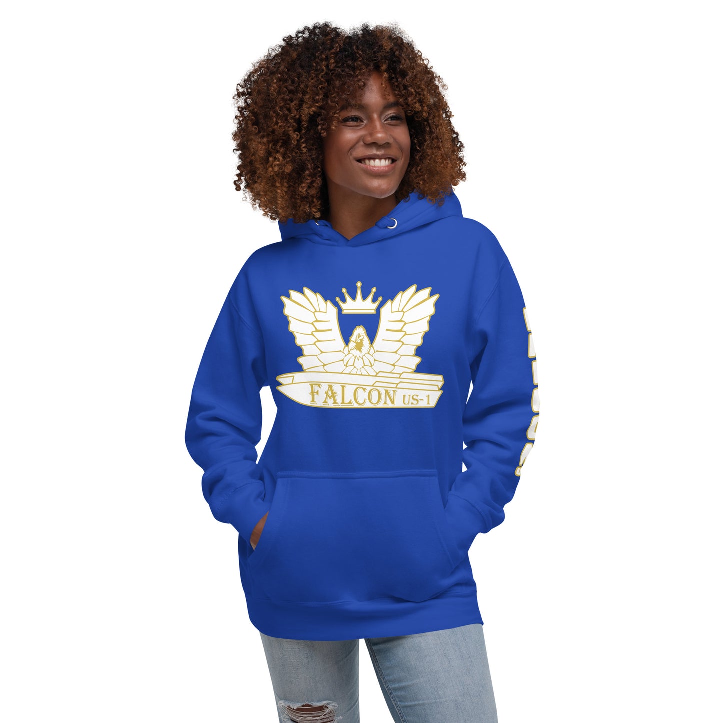 Unisex Hoodie- White\Gold Falcon US-1 Logo