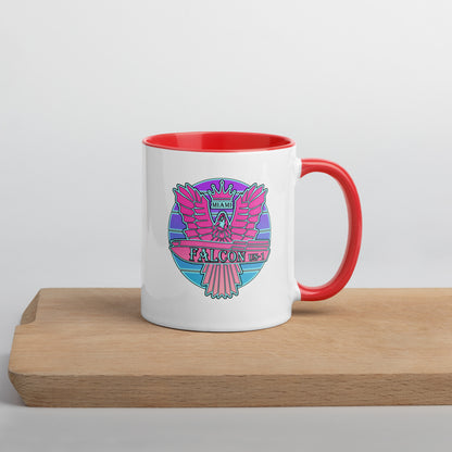 Falcon US-1 Mug with Color Inside - Retro Pink Sunburst