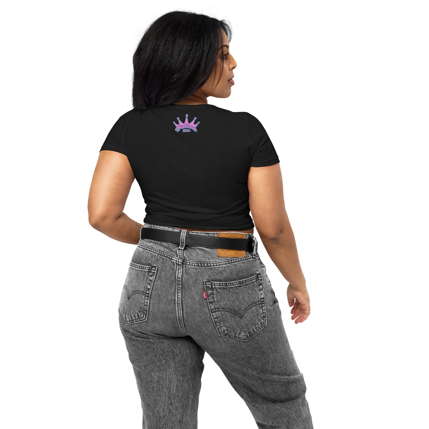 Women’s Crop Tee - Falcon US-1 Retro Pink Sunburst Logo