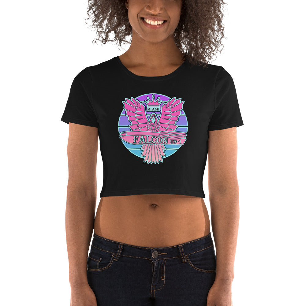 Women’s Crop Tee - Falcon US-1 Retro Pink Sunburst Logo