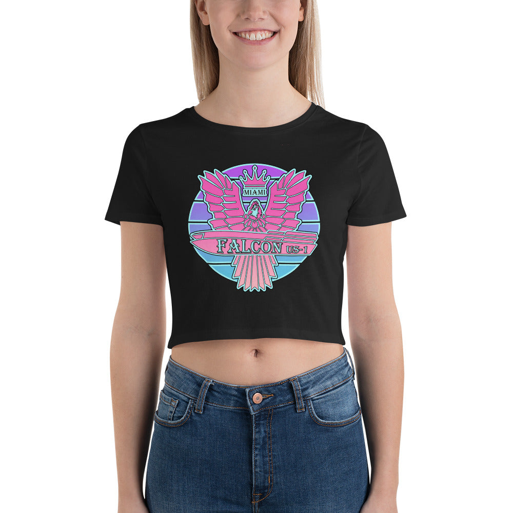 Women’s Crop Tee - Falcon US-1 Retro Pink Sunburst Logo