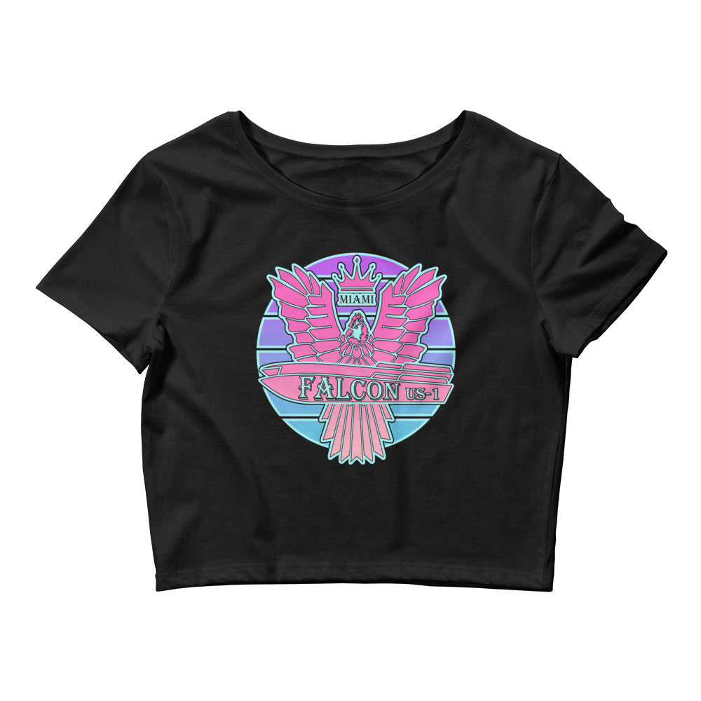 Women’s Crop Tee - Falcon US-1 Retro Pink Sunburst Logo