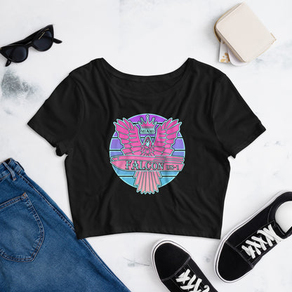 Women’s Crop Tee - Falcon US-1 Retro Pink Sunburst Logo