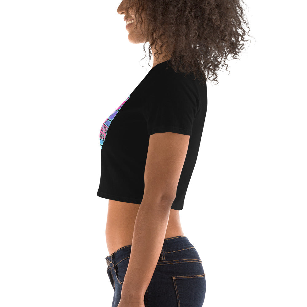 Women’s Crop Tee - Falcon US-1 Retro Pink Sunburst Logo