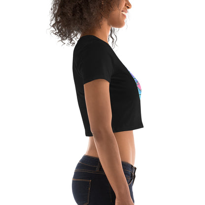 Women’s Crop Tee - Falcon US-1 Retro Pink Sunburst Logo