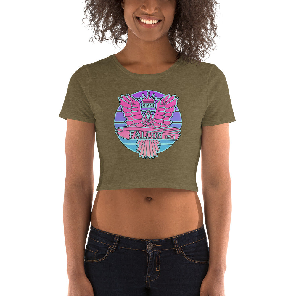 Women’s Crop Tee - Falcon US-1 Retro Pink Sunburst Logo