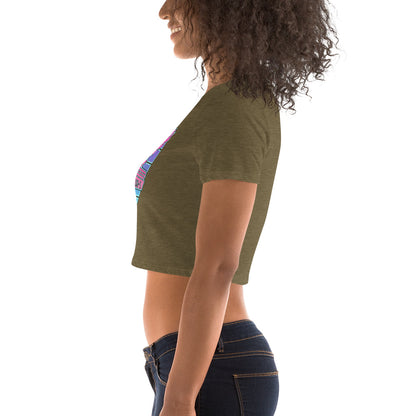 Women’s Crop Tee - Falcon US-1 Retro Pink Sunburst Logo