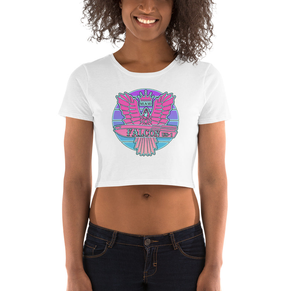 Women’s Crop Tee - Falcon US-1 Retro Pink Sunburst Logo