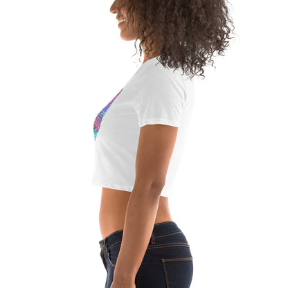 Women’s Crop Tee - Falcon US-1 Retro Pink Sunburst Logo