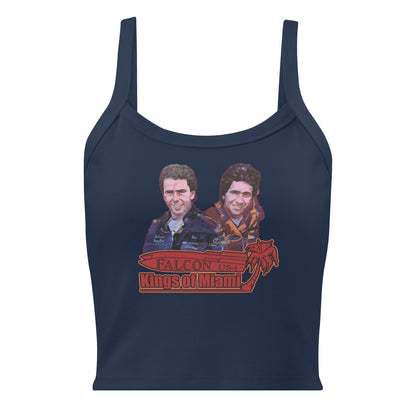 Women’s micro-rib tank top- Willy and Tavy Falcon with boat -Kings of Miami