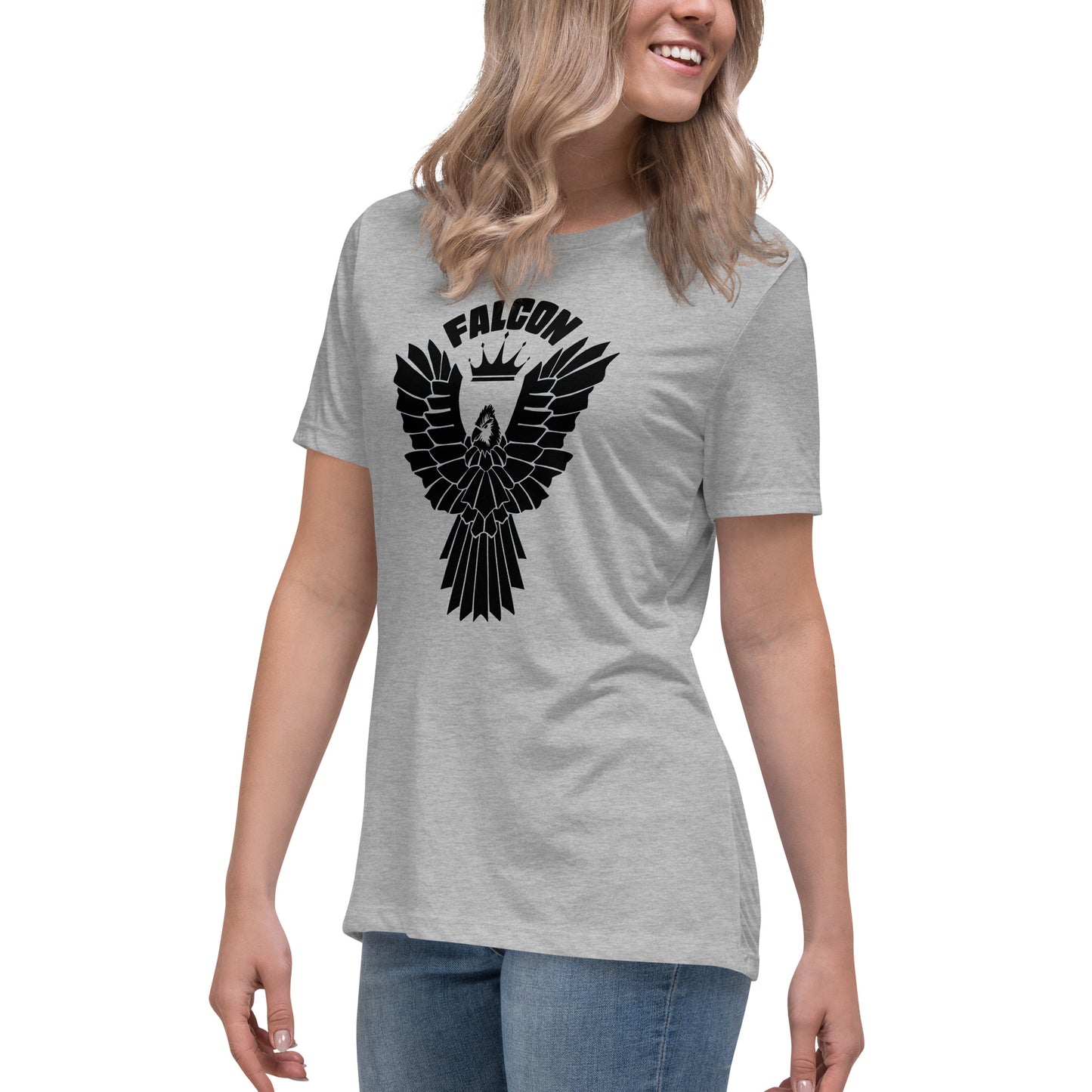 Women's Relaxed T-Shirt- Black Falcon Logo