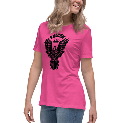 Women's Relaxed T-Shirt- Black Falcon Logo