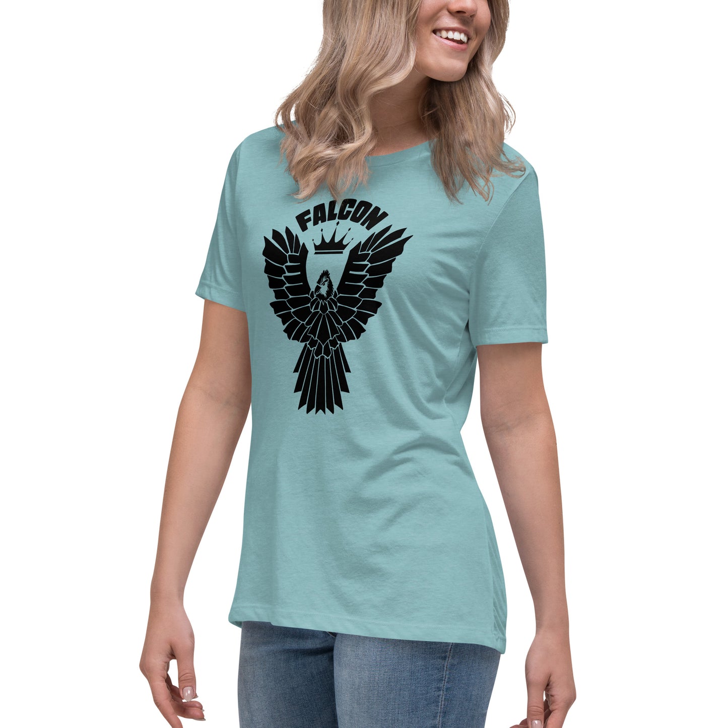 Women's Relaxed T-Shirt- Black Falcon Logo
