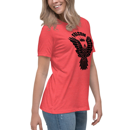 Women's Relaxed T-Shirt- Black Falcon Logo