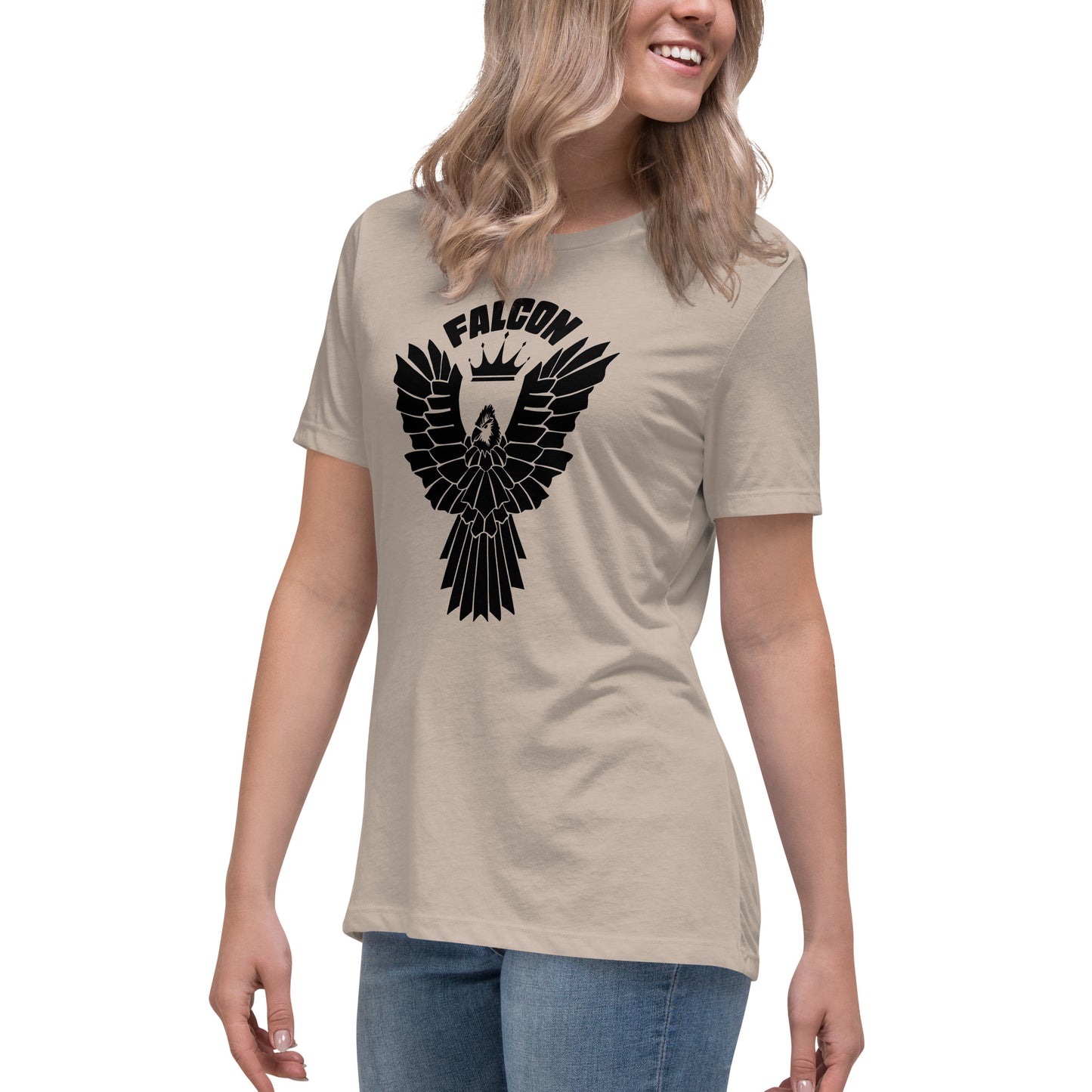 Women's Relaxed T-Shirt- Black Falcon Logo