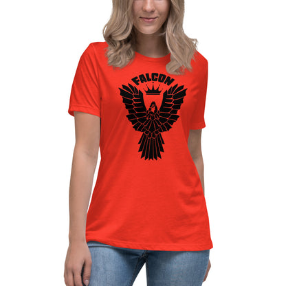 Women's Relaxed T-Shirt- Black Falcon Logo