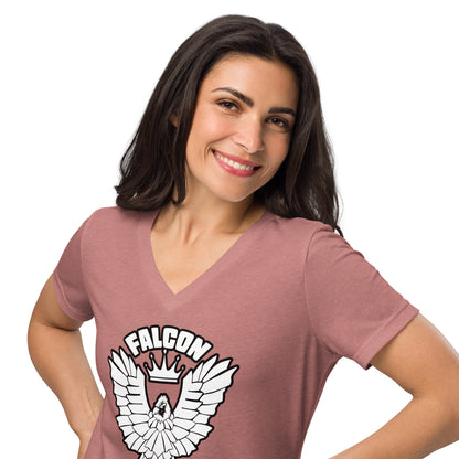 Women’s relaxed v-neck t-shirt - White Falcon US-1 Logo