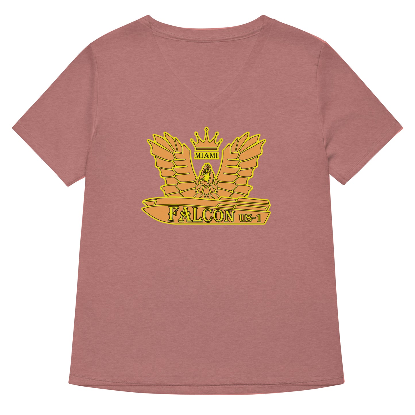 Women’s relaxed v-neck t-shirt - Gold Falcon US-1 Logo