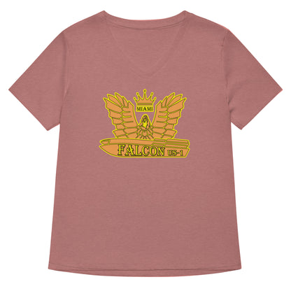 Women’s relaxed v-neck t-shirt - Gold Falcon US-1 Logo